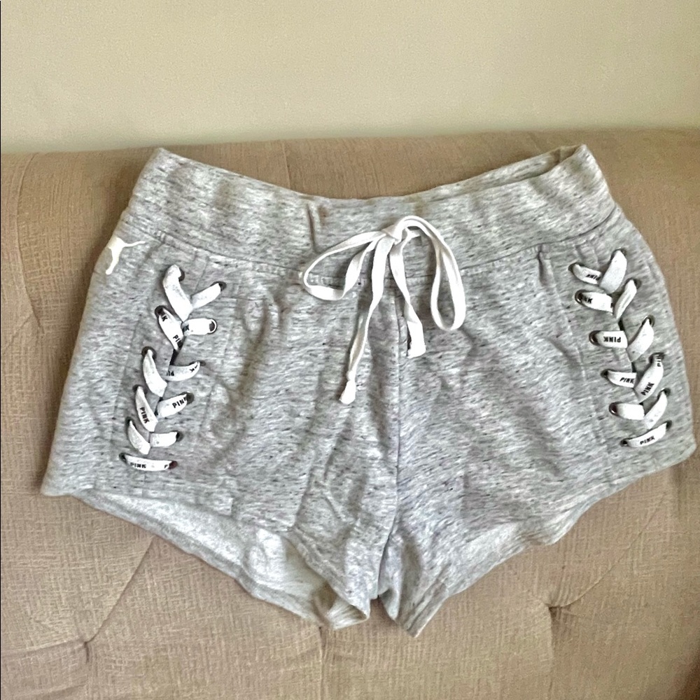 PINK gray lounge shorts, size - xs/s